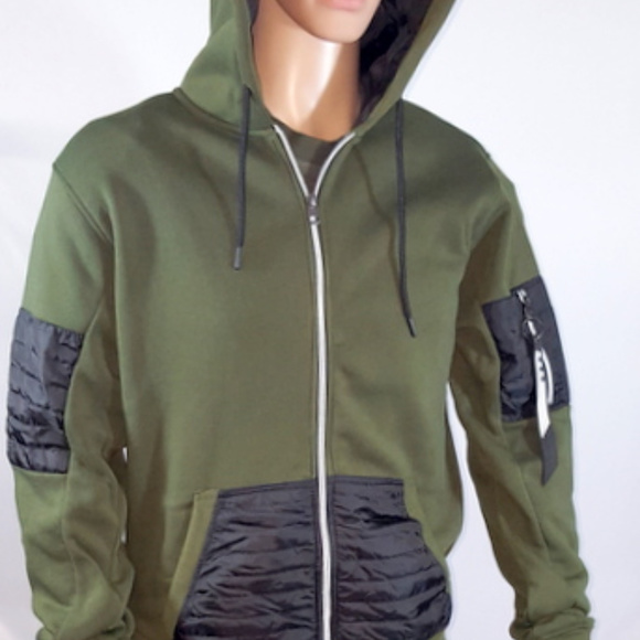 Southpole Full Zip Nylon Trim Hoodie Sweatshirt - Picture 2 of 3